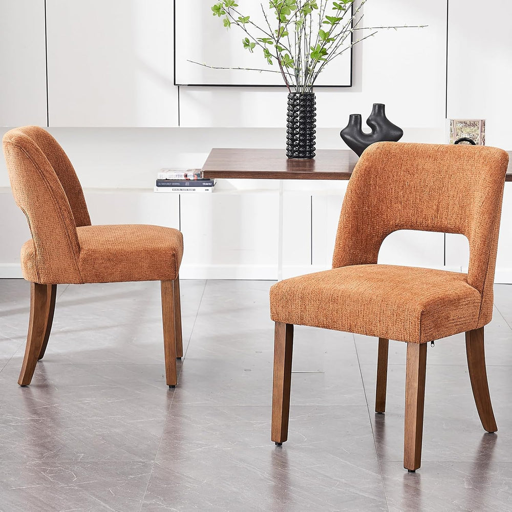VKNOW Wooden Dining Chairs Set of 2, Modern Fabric Upholstered Dining Room Ch...