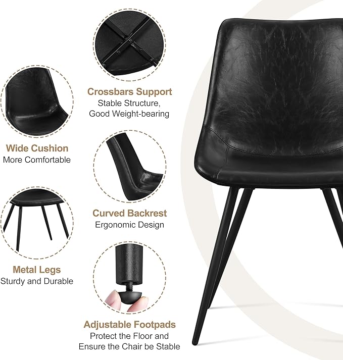 Yaheetech Dining Chairs Set of 4 Modern Upholstered Dining Room Chairs with F...