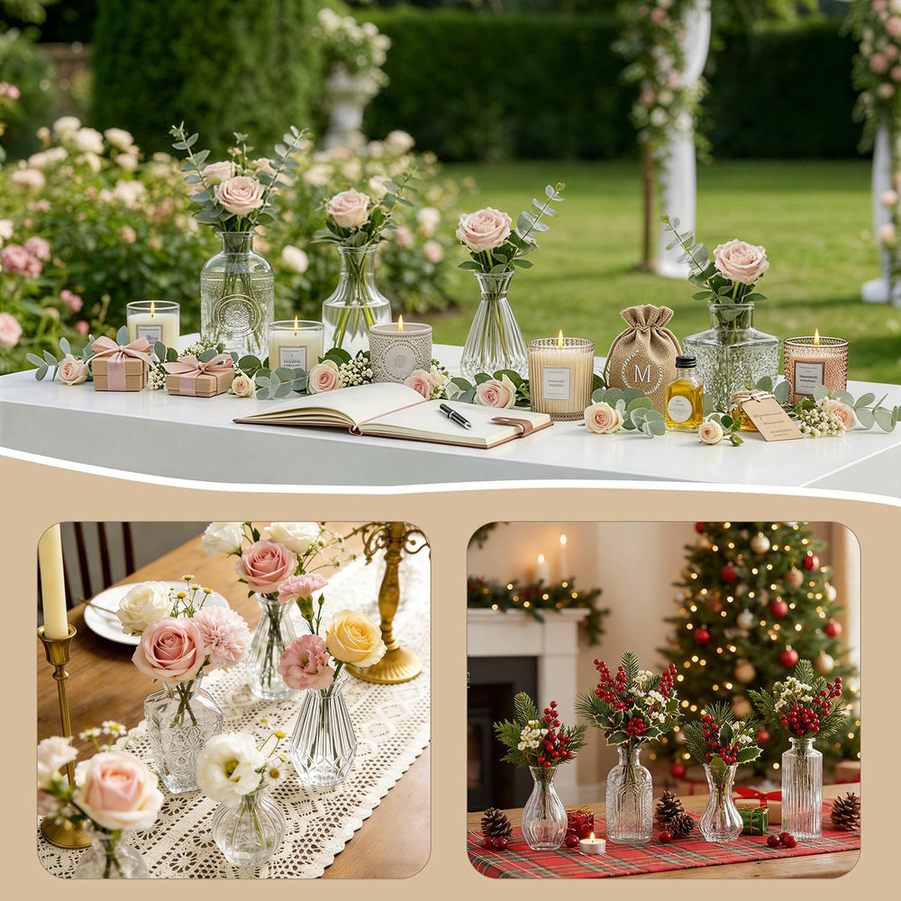 40Pcs Glass Bud Vases in Bulk Small Mini Clear Vase for Flowers