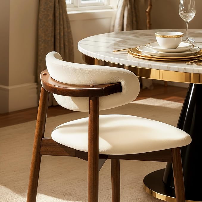 CHUN YI Dining Chairs Set of 2, Upholstered Solid Wood Dining Room Chairs, Mi...