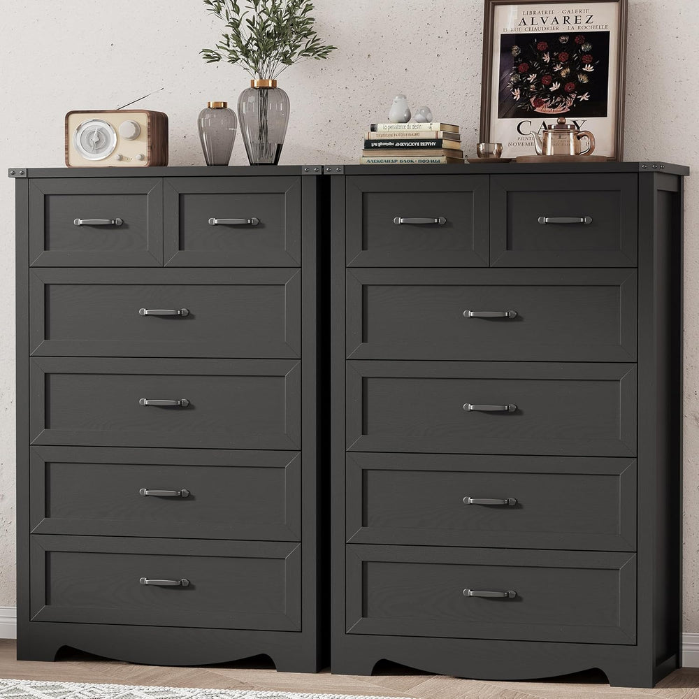 Dresser for Bedroom with 6 Drawers, 49" Tall Wood Chest of Drawers with ...