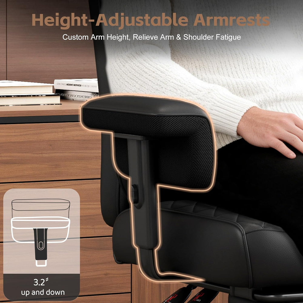 Vonesse Big and Tall Office Chair, Desk Chair with Soft Adjustable Armrests, ...