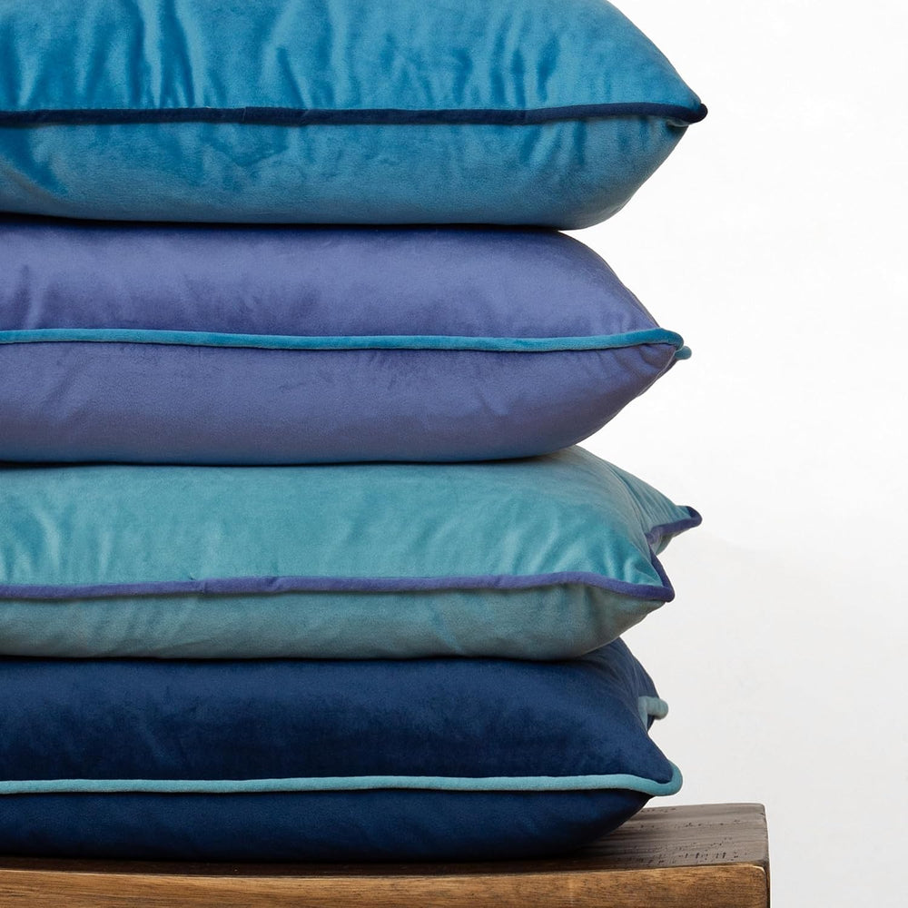 Teal Blue Coastal Decorative Throw Pillow Covers, Set of 4, 18x18 Inch Beach ...