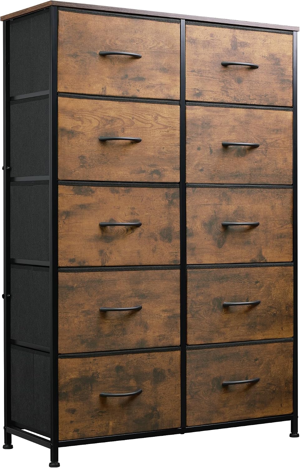 WLIVE Tall Dresser for Bedroom, Rustic Brown Wood Grain Print