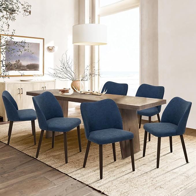 COLAMY Upholstered Dining Chairs Set of 6, Modern PU Leather Dining Room Kitc...