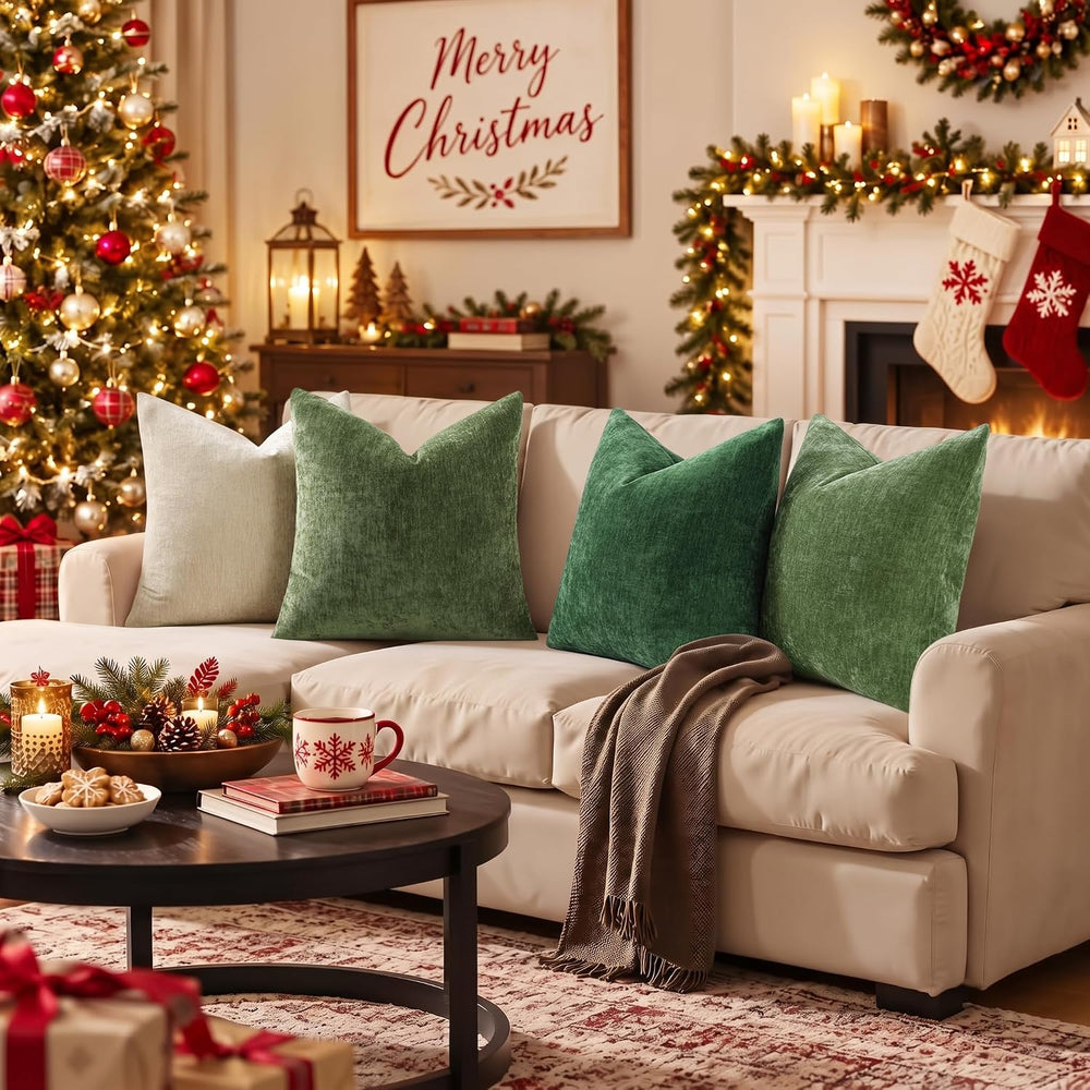 decorUhome Christmas Moss Green Throw Pillow Covers 24X24 Set of 2