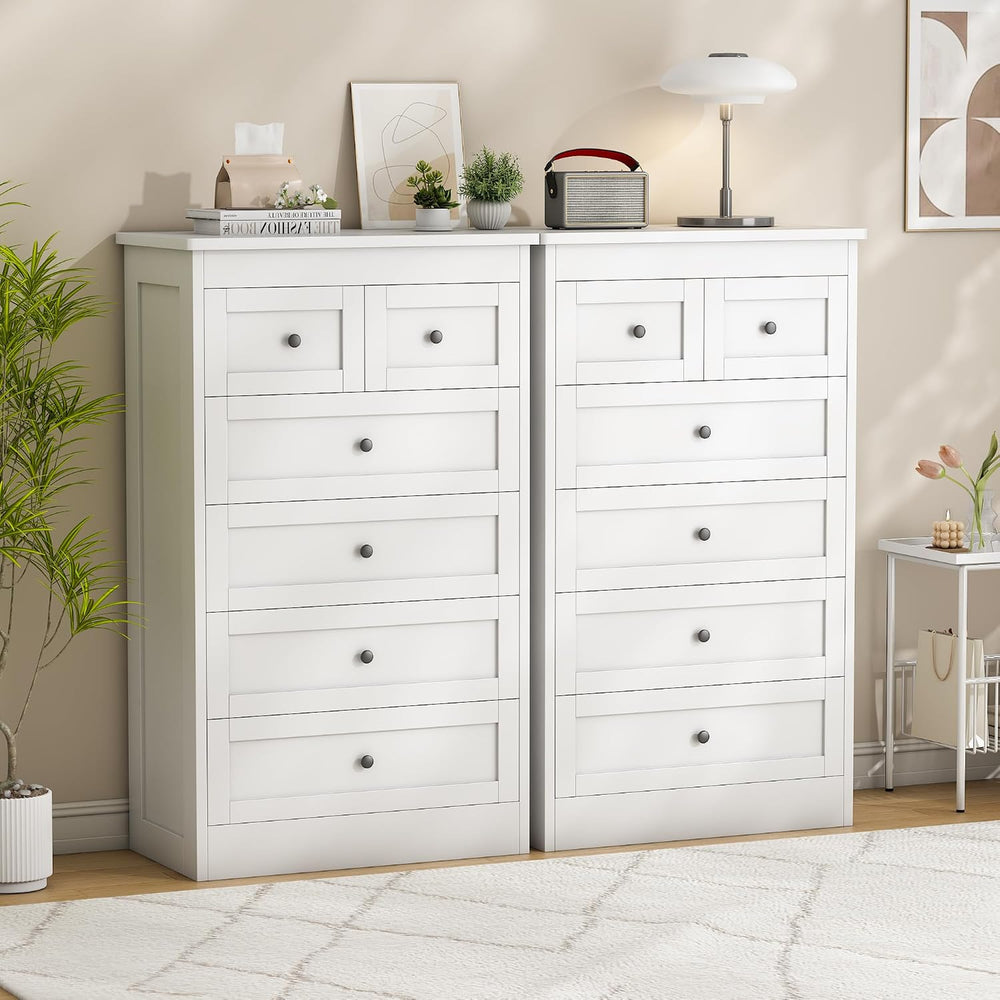 Pipleo White Drawer Dresser for Bedroom, Modern 6 Tall Chest of Drawers, Wood...