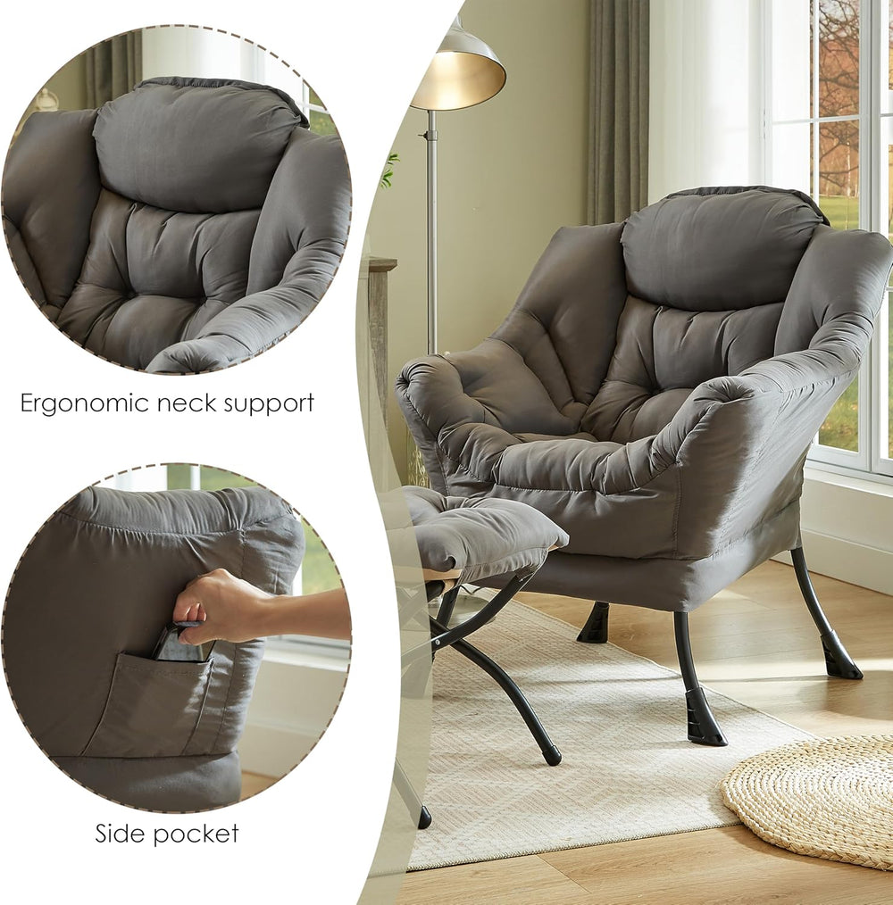 HollyHOME Lazy Chair with Foldable Ottoman, Accent Comfy Lounge Armchair and ...