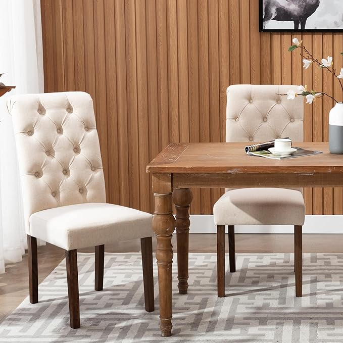 COLAMY Button Tufted Dining Chairs Set of 6, Accent Parsons Diner Chair Uphol...