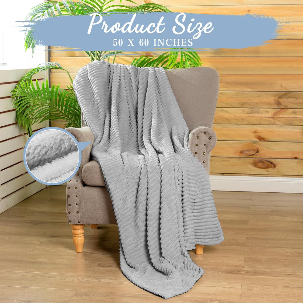 Buryeah 6 Pcs Flannel Throw Blankets Bulk Outdoor Wedding, Light Gray