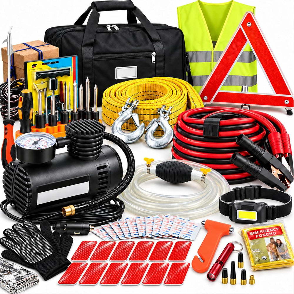 Car Roadside Emergency Kit, with Jumper Cables Automotive Kit,Car Safety Road...
