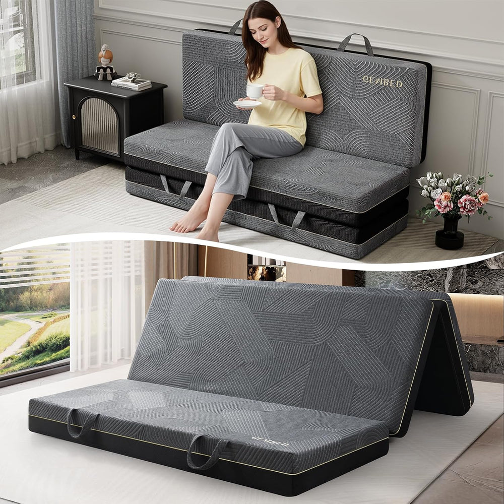 GEMBED Tri Folding Mattress Full Size - 6 Inch Foldable Floor Sofa Bed