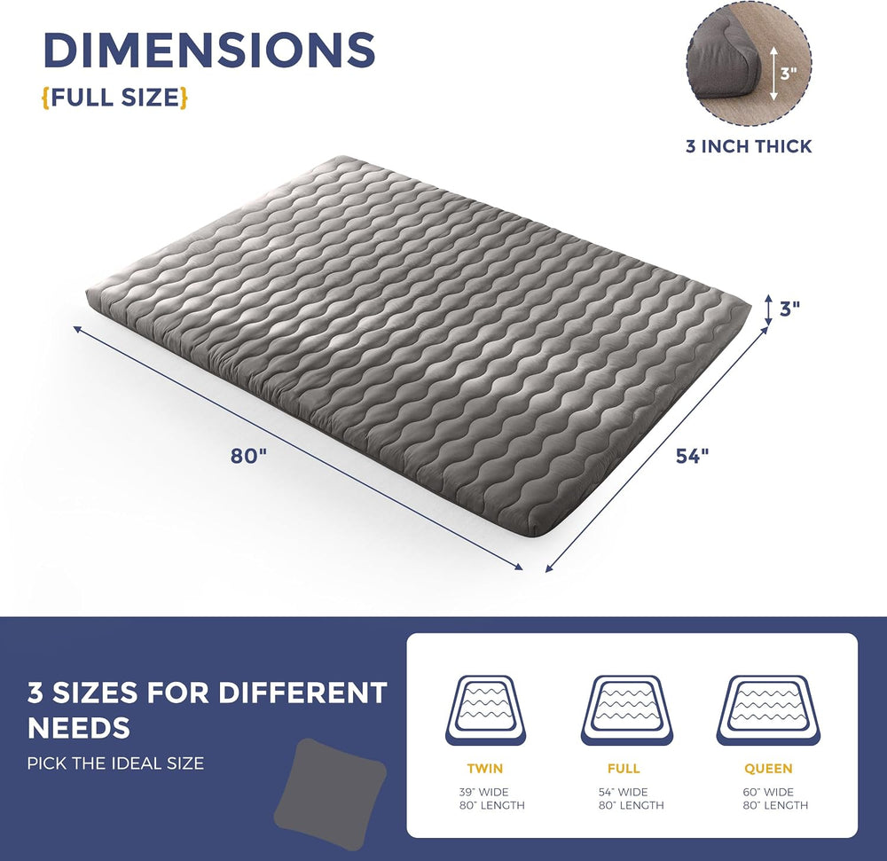 MAXYOYO 3" Thick Japanese Floor Futon Mattress, Portable Floor Mattress