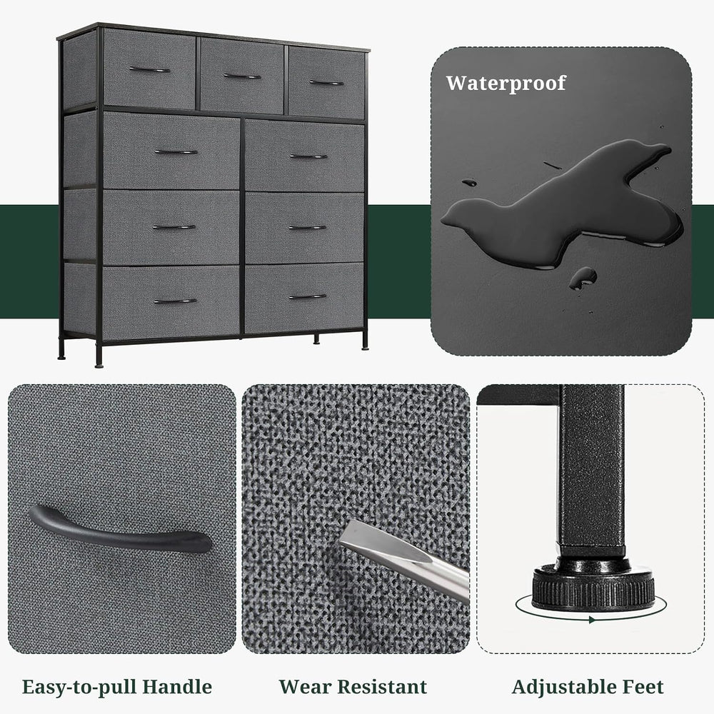 9-Drawer Dresser for Bedroom, Anti-Tip Tall Storage Organizer