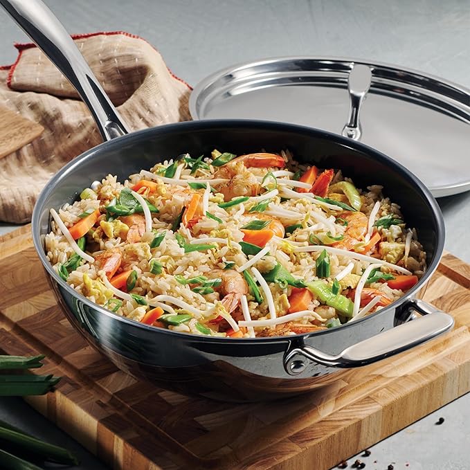 Tramontina Utsava Tri-Ply Clad Stainless Steel 3.75-Quart Wok