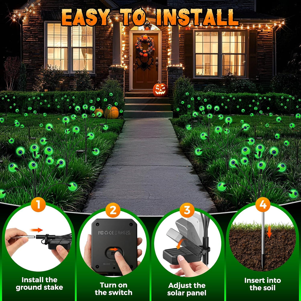Halloween Decorations Outdoor, 6Pack 48 LEDs Solar Eyeball Lights