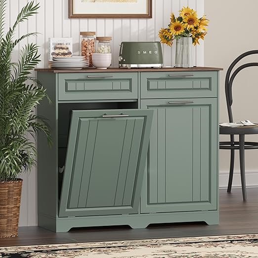 Double 10 Gallon Tilt Out Trash Can Cabinet
