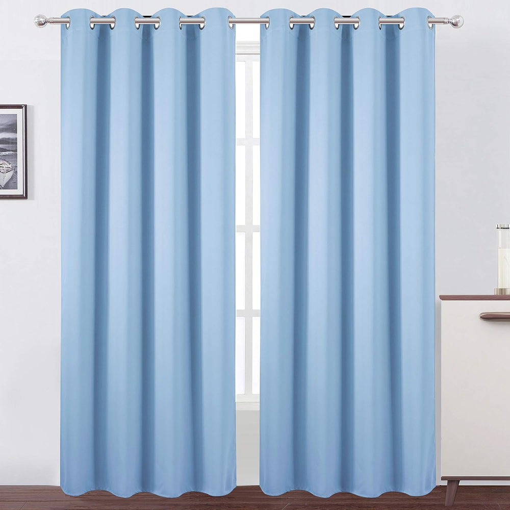 Sky Blue Thermal Blackout Curtains/52 x 84 Inch/Set of 2 Panels Room Darkenin...