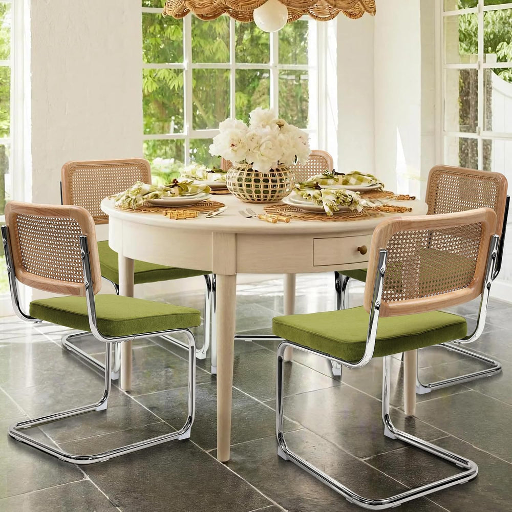 Dining Chairs Set of 4, Modern Rattan Kitchen Chairs, Mid Century Modern Desi...