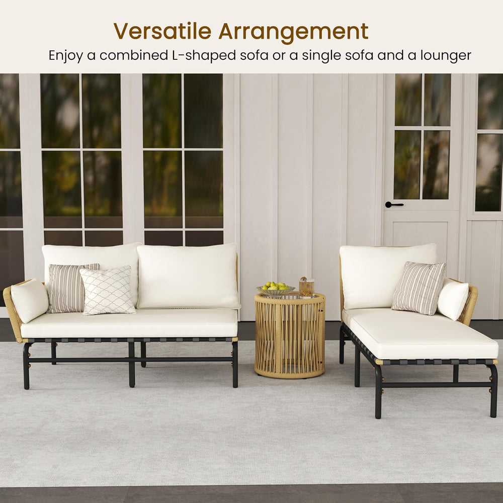 Yaheetech 3 Pieces L-Shaped Conversation Set, Outdoor Patio Furniture Set