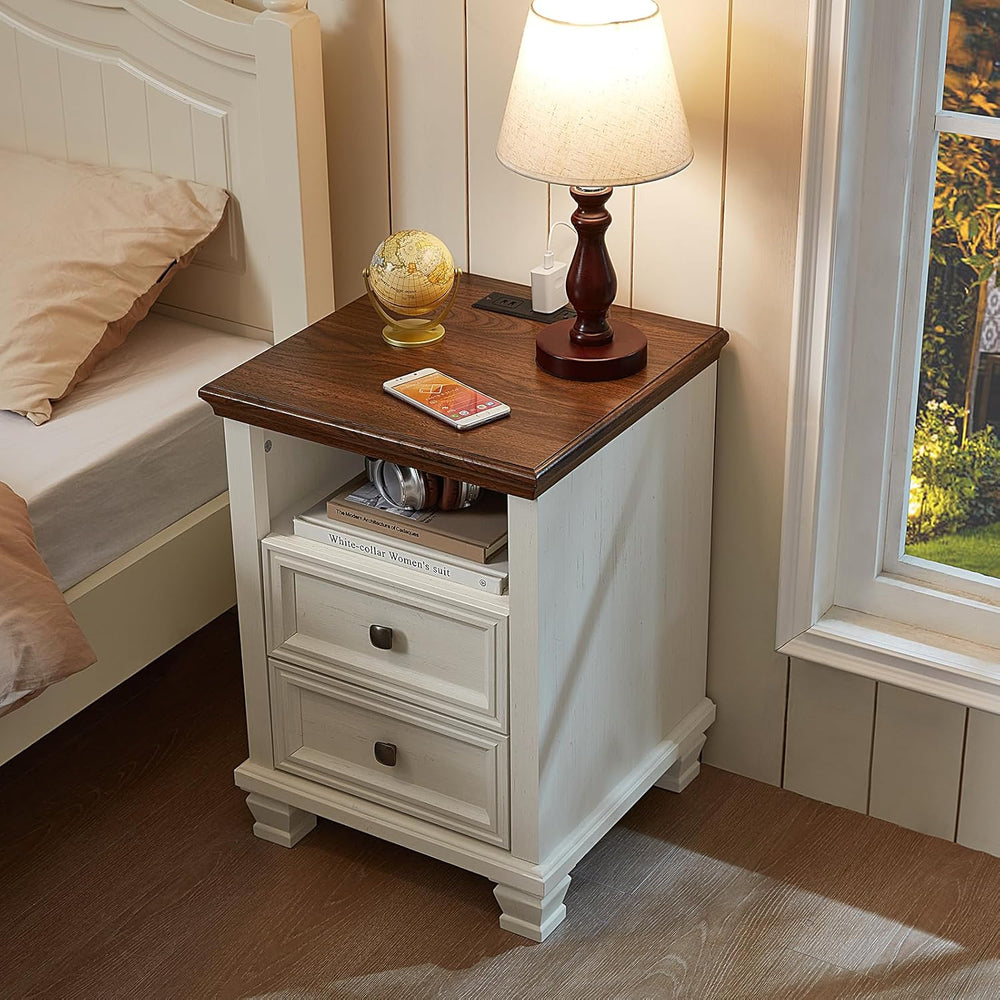SAVOR LIFE Farmhouse Dresser and Nightstand Sets 3 Piece, White