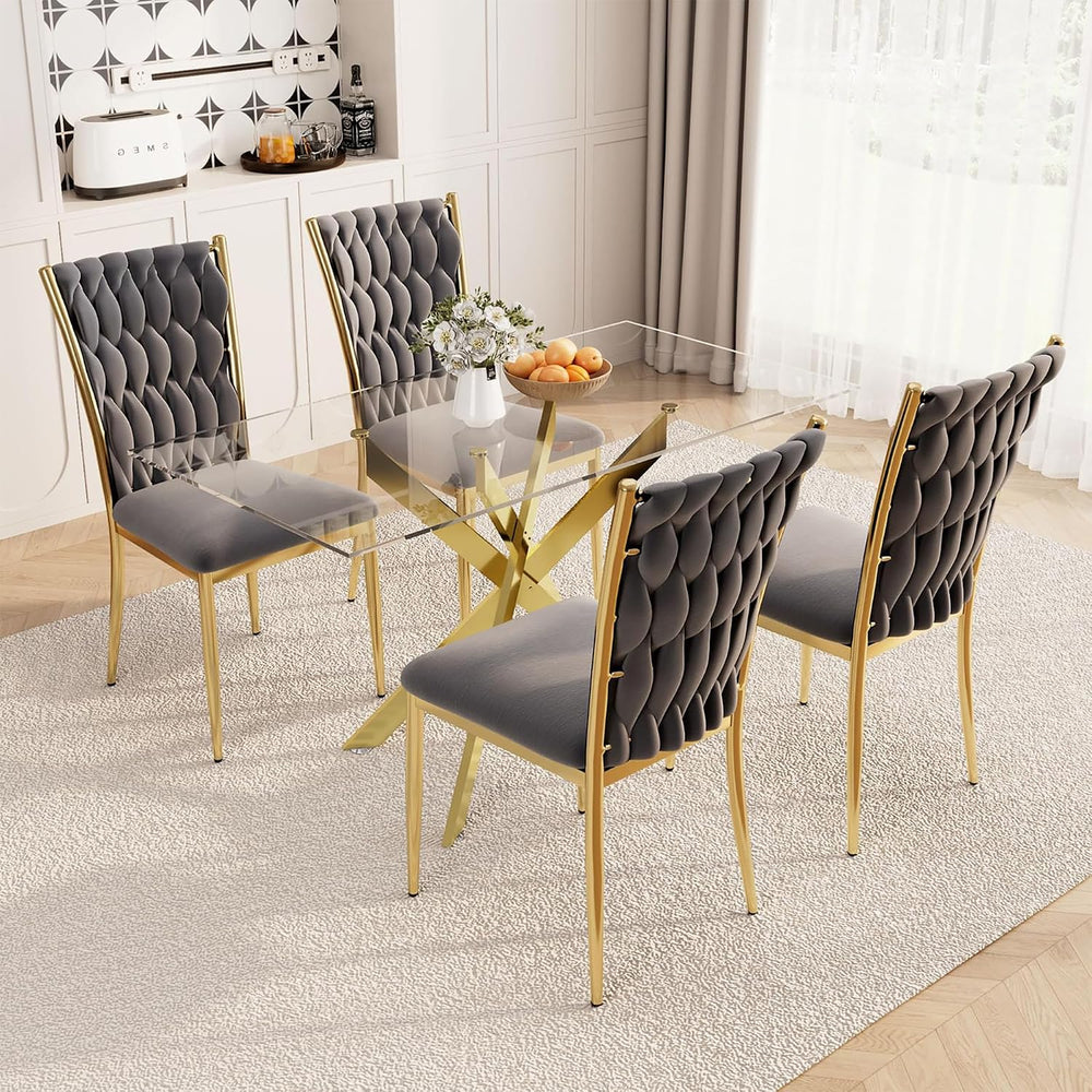51" Glass Dining Set for 4, Grey