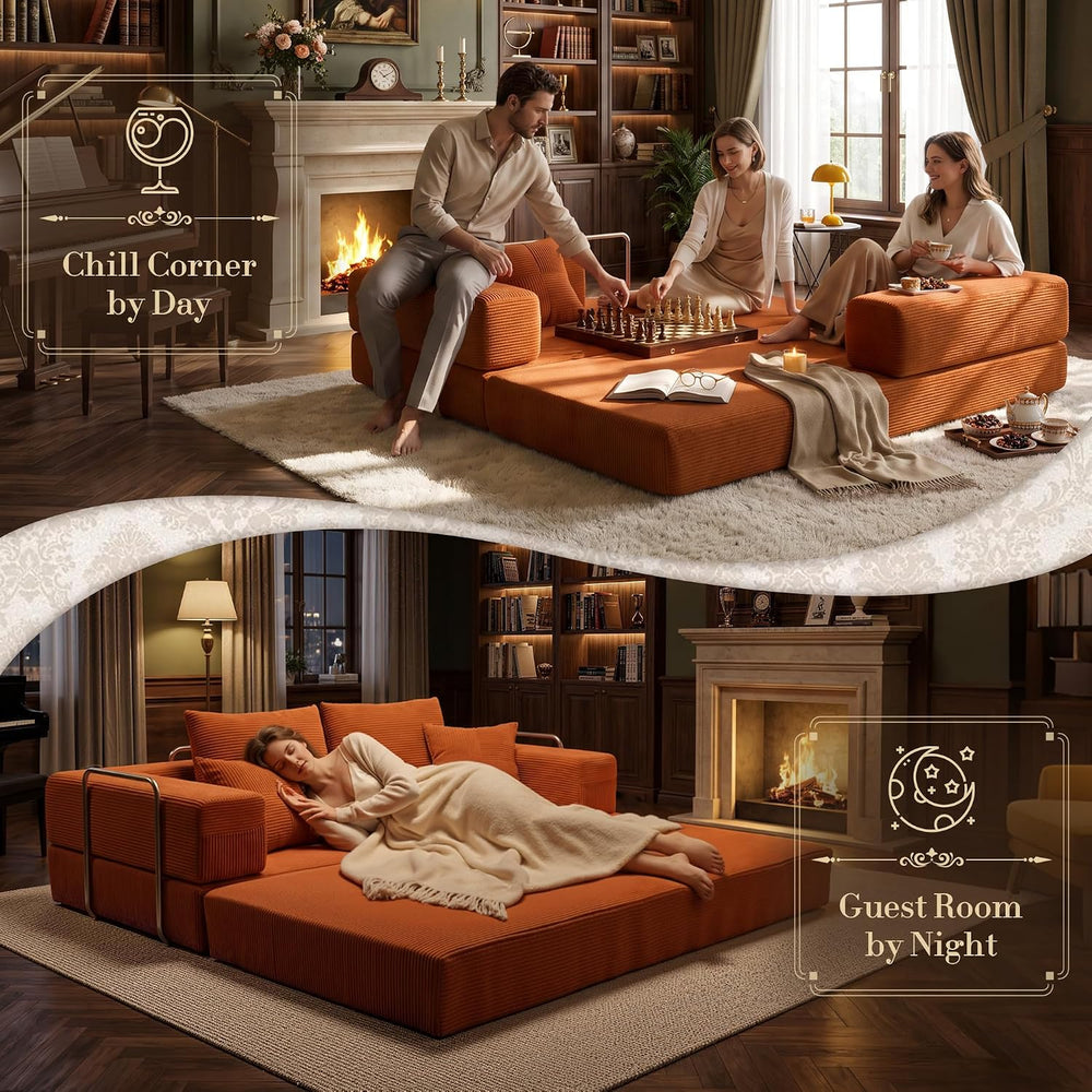 Convertible Futon Sofa Bed - Boneless Couch for Living Room with High Backres...