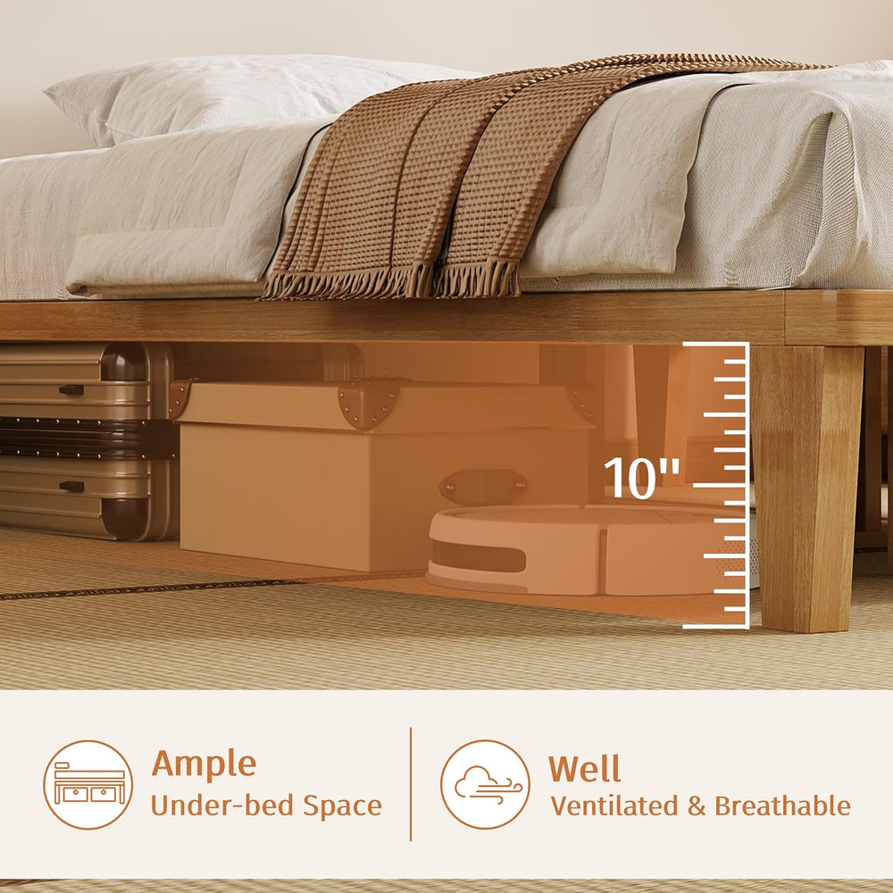 IOTXY King Platform Bed Frame - 12" Solid Wood Mattress Foundation Base