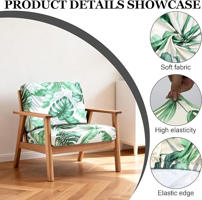 4Pcs Patio Stretch Cushion Covers, Outdoor Sofa Replacement Cover Slipcovers