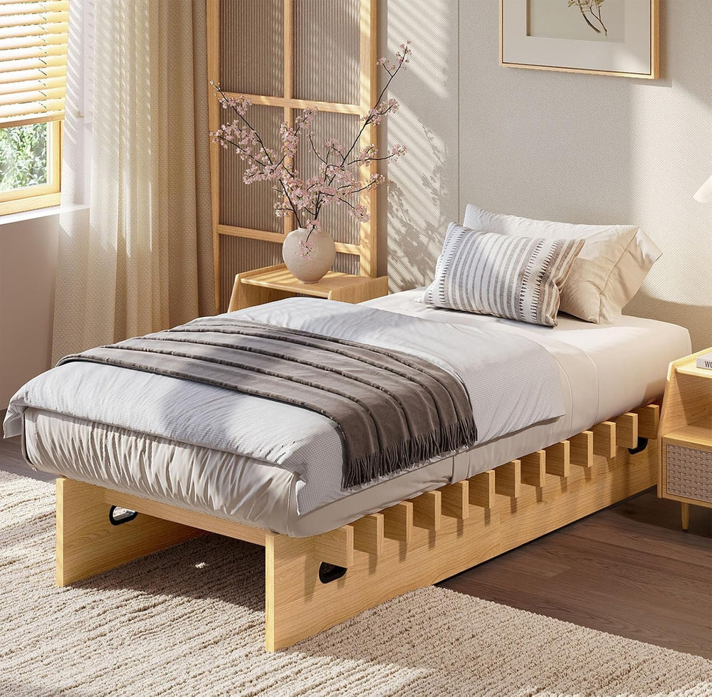 Garvee Twin Size Wood Platform Bed Frame - Easy Assembly in Minutes
