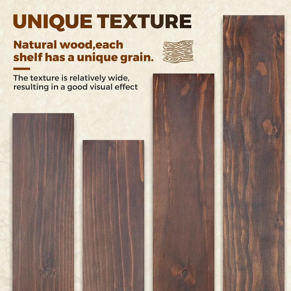 24x6.8x1.7in Solid Wood Floating Wall Shelf Set of 3 Walnut Finish