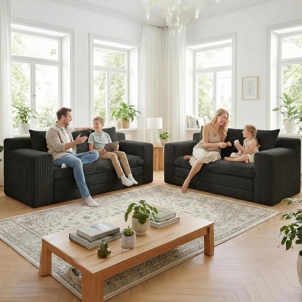 Boneless Couch,3 Seater Boneless Couch Bed – 3-in-1 Convertible Sleeper Sofa ...