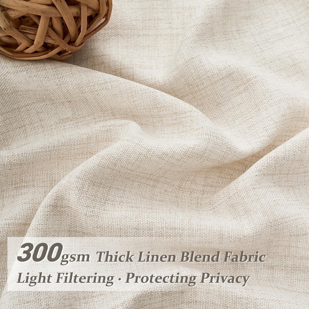 Pinch Pleat Thick Linen Viral Curtains 84 Inch Length 2 Panels Set for Living...