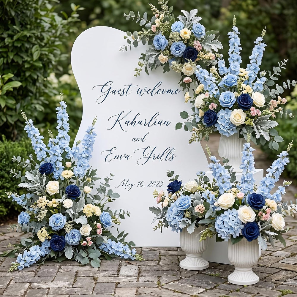 16Pcs Light Blue Delphinium Artificial Flower 33.5'' Long Stem Blue F...