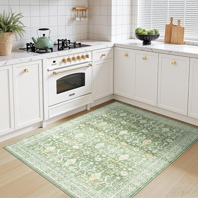 Lofus 3x5 Area Rug for Entryway, Light Green Non Slip Area Rugs for Kitchen