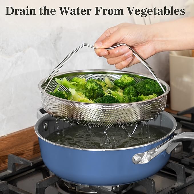 10-Inch Ceramic Non-Stick Cookware Set, 8-in-1 Multifunctional Cookware