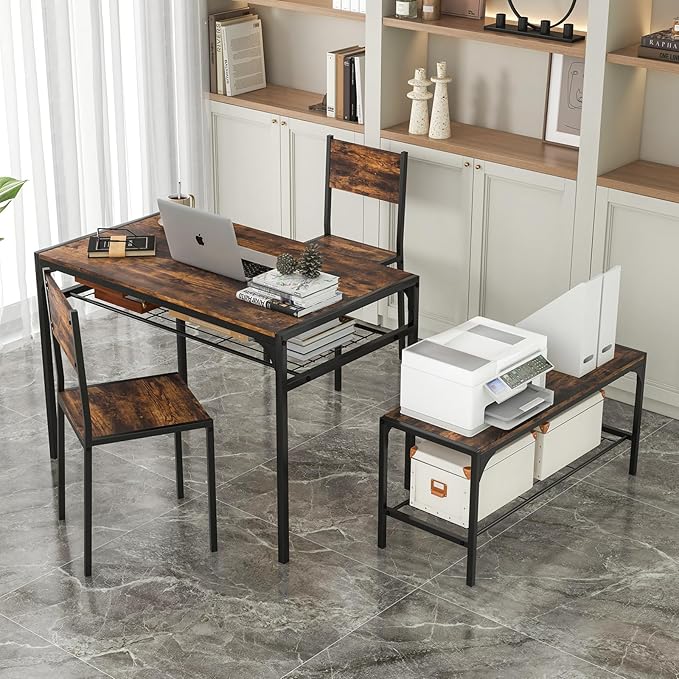 Giantex Dining Table Set for 4, Kitchen Table with Chairs & Bench, Storag...
