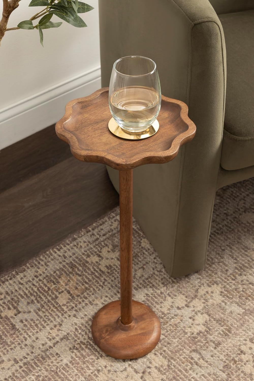 Kate and Laurel Alezar Modern Mango Wood Drink Table, 9 x 9 x 22, Walnut Brow...