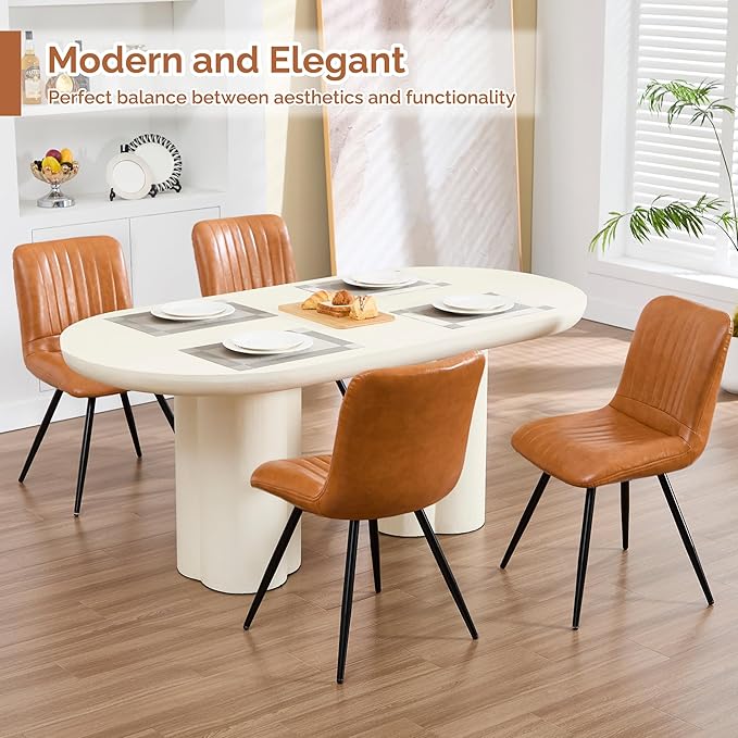 Dining Chairs Set of 2, Modern Dining Chairs with Thick Cushions, PU Leather ...