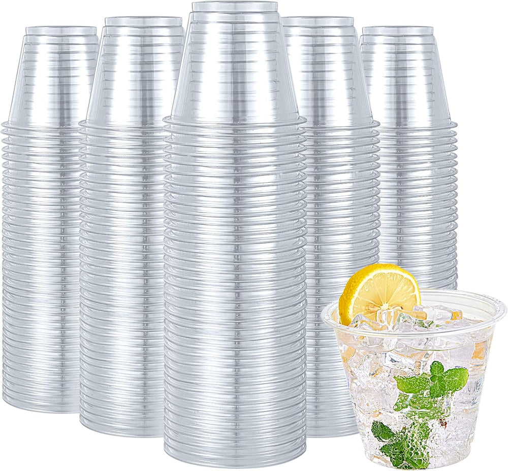 Turbo Bee 600 Pack 9 oz Clear Plastic Cups, Disposable Reusable Tumblers Crys...