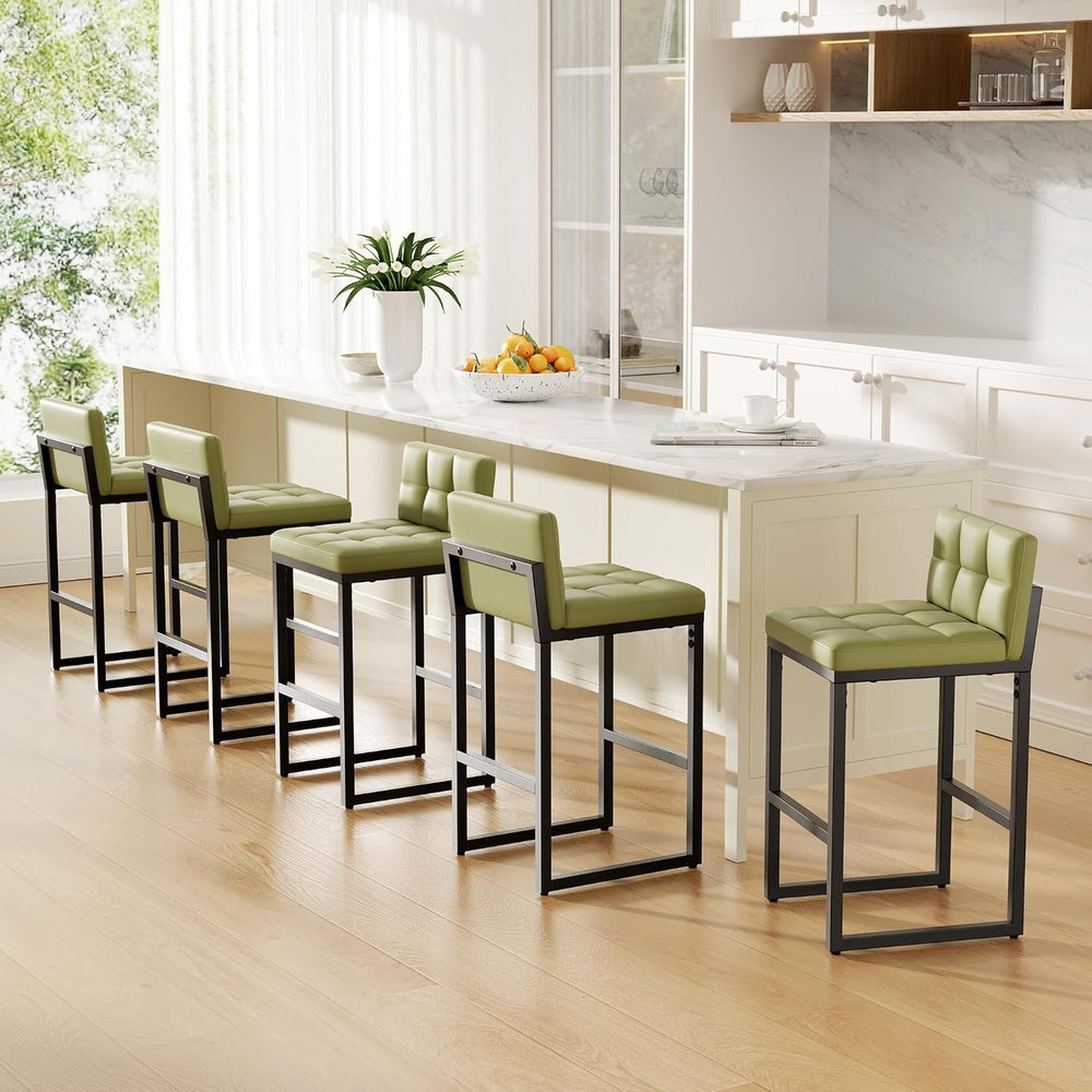 Bar Stools Set of 5, Modern Counter Height Bar Stools, Green
