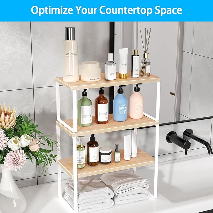 Golener Countertop Organizer Corner Shelf, 2-Tier Adjustable Stackable Corner
