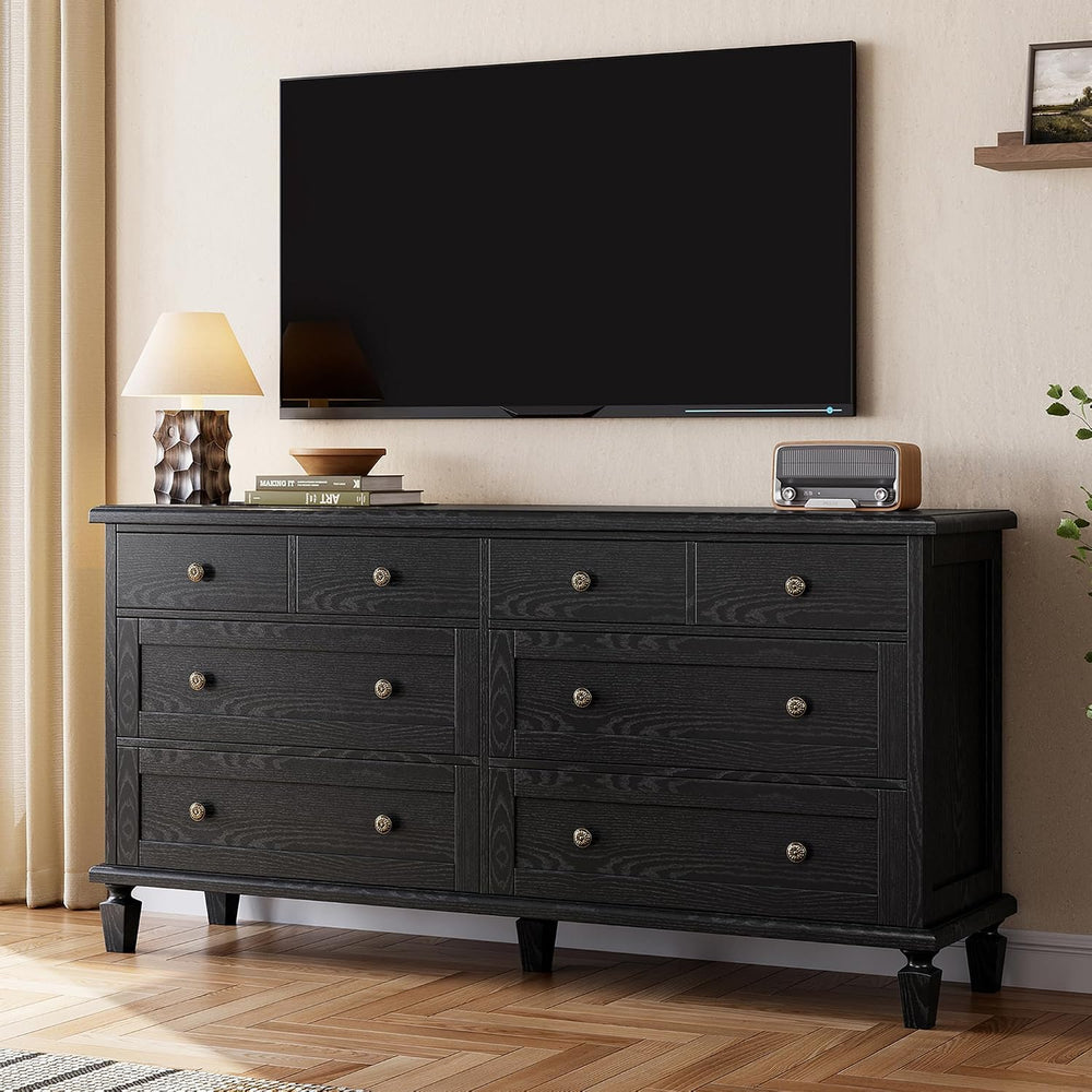 Garvee 8 Drawer Dresser for Bedroom, 59" Vintage Dresser, Black