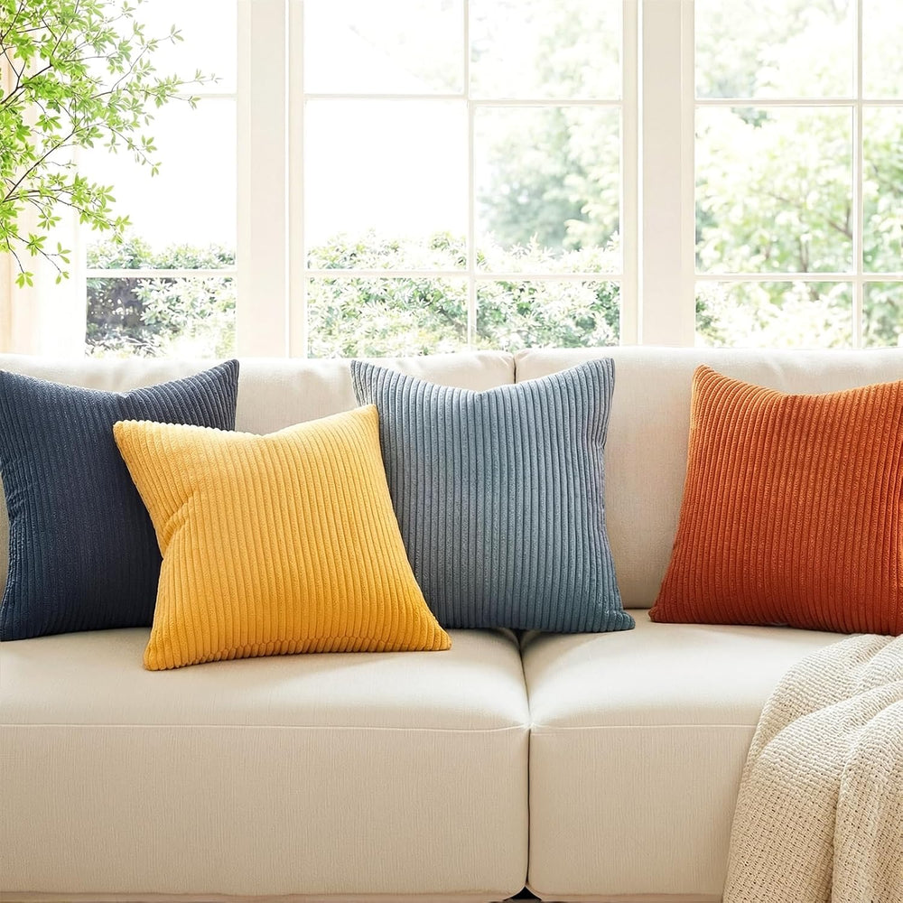 Topfinel Decorative Velvet Pillow Covers 18x18 New Blue and Orange Boho Farmh...