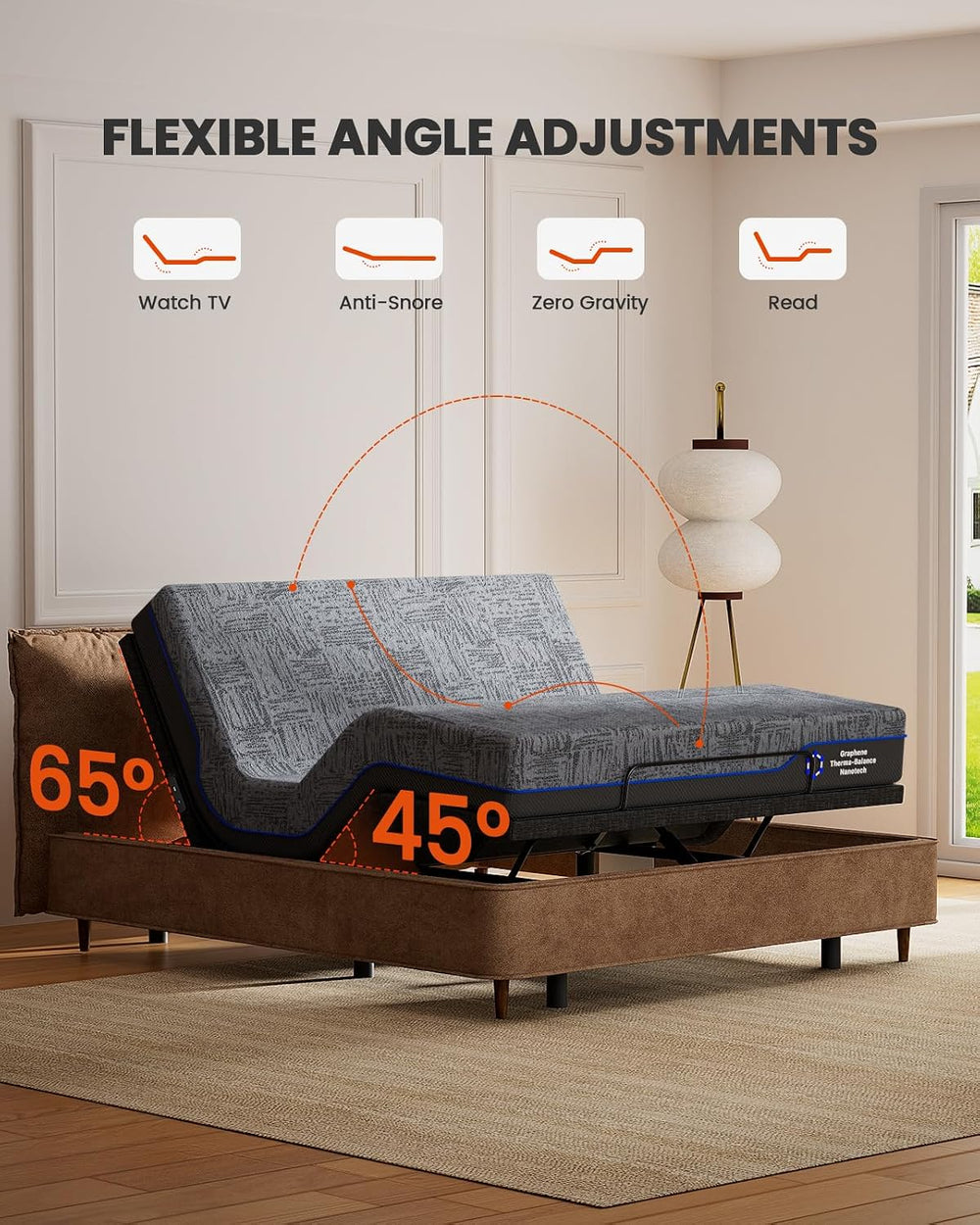 Amada Full Adjustable Bed Frame and 12 Inch Cooling Gel Memory Foam Mattress ...