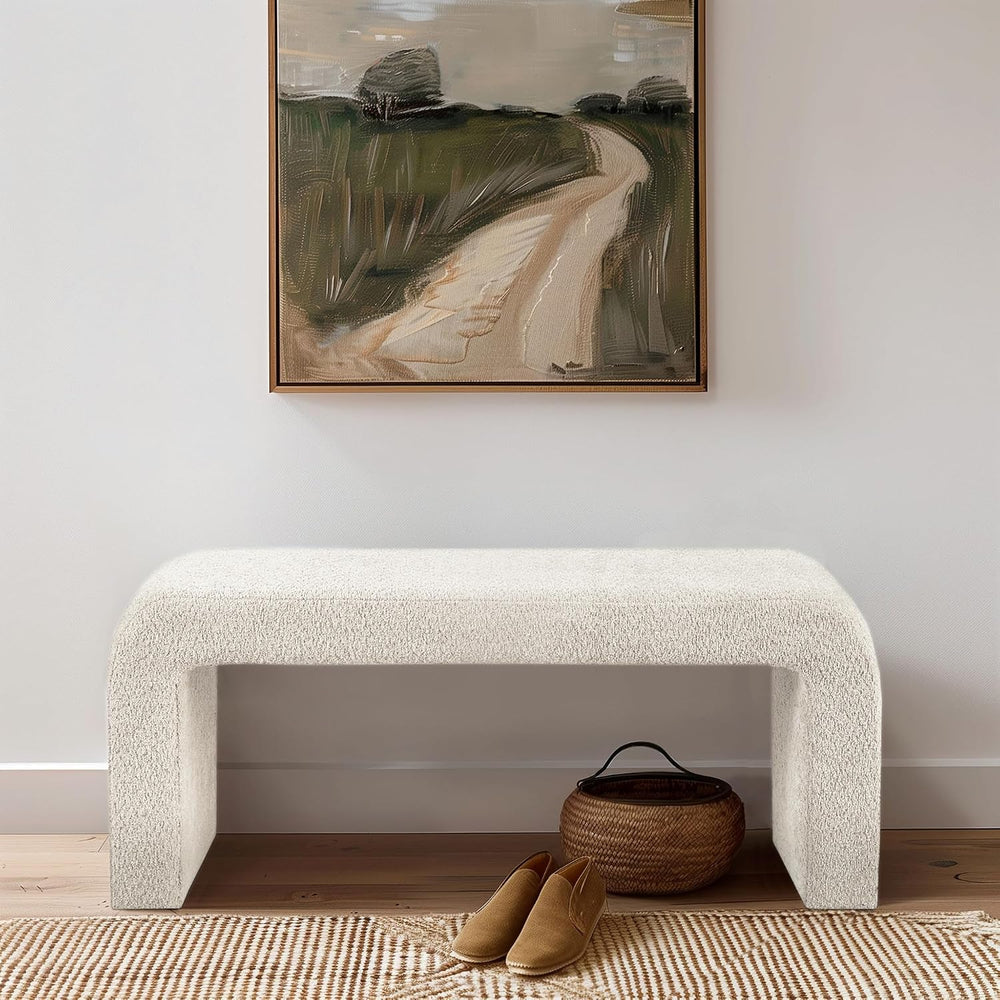 Ink+Ivy Steve Entryway Accent Bench Padded, Cozy Plush Boucle Upholstered Ben...