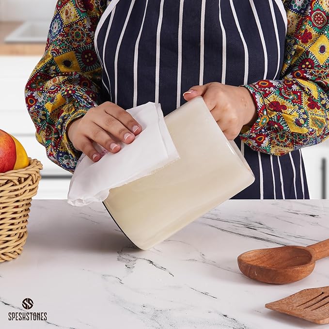 Marble Utensil Holder 6.5 Inch Cream Onyx Wooden Cooking Utensils Set & S...