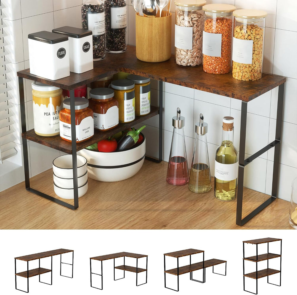 Golener Countertop Organizer Corner Shelf, 2 Tier Adjustable Stackable Corner