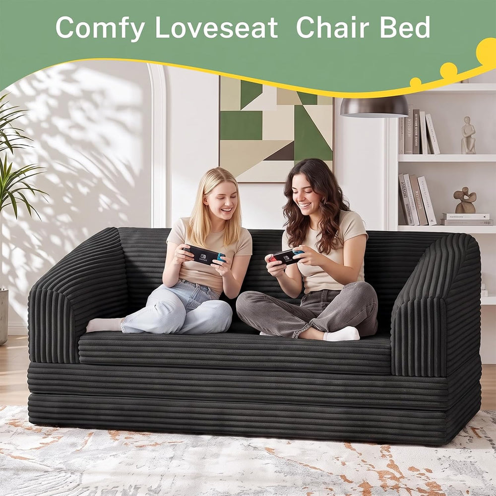 Convertible Sofa Bed, Boneless Loveseat Sleeper Folding Couch Bed with Backre...