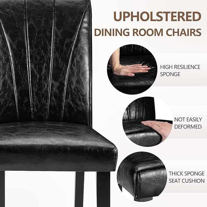 VECELO Upholstered Dining Chairs Set of 2, Modern PU Leather Dinning Room Cha...
